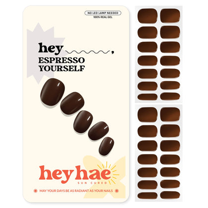 heyhae front packaging showing kit and brown marble design for quick salon nails