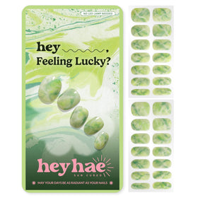 heyhae front packaging showing green marble design and kit contents for easy at-home nails