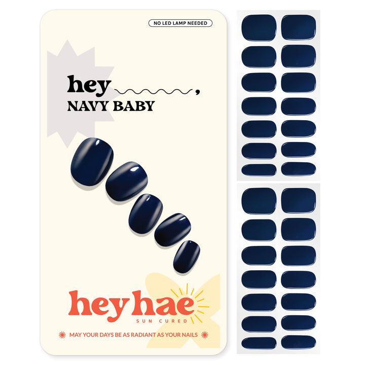 heyhae front packaging showing navy strips and kit contents for easy salon results