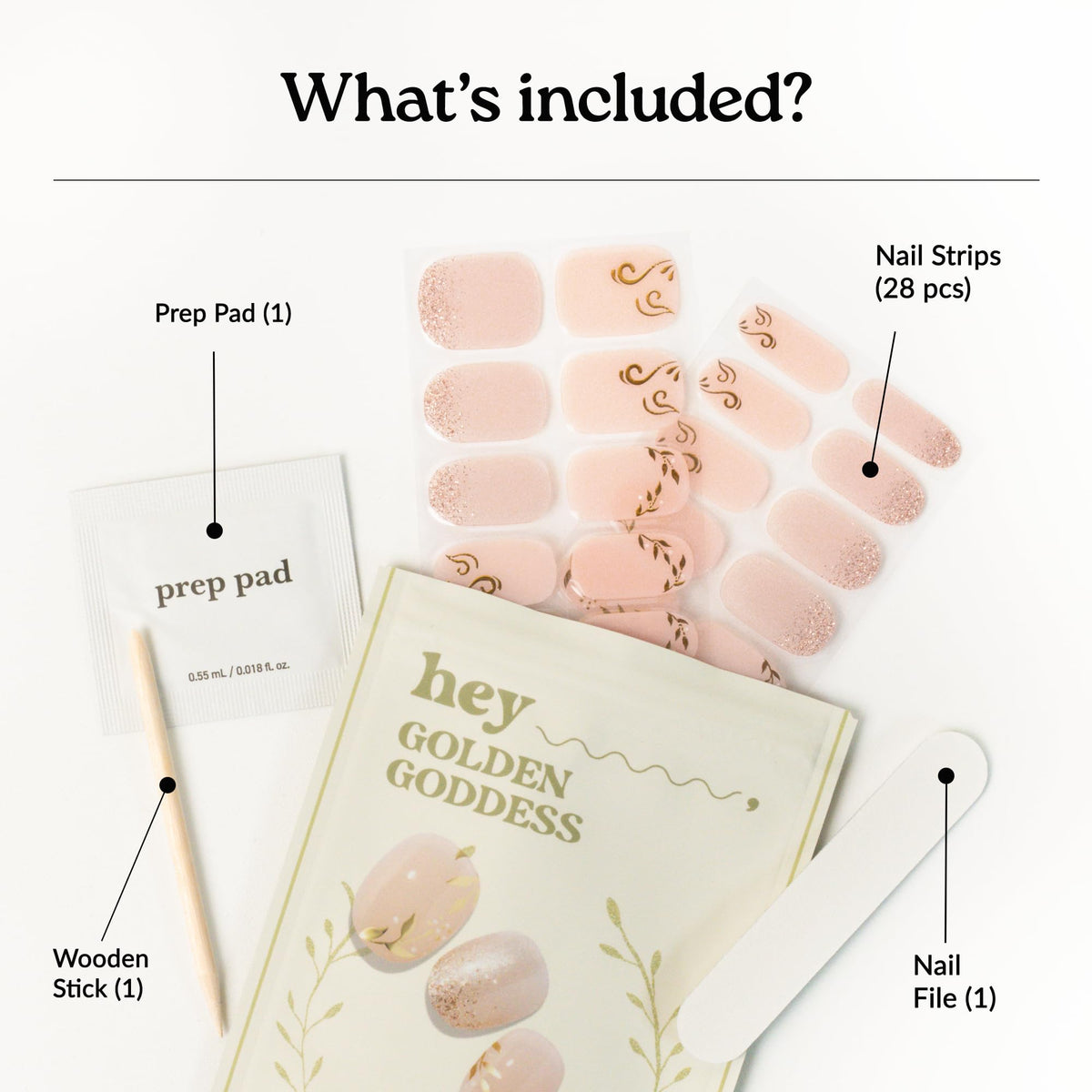 heyhae layout of 28 strips by size on backing sheet, indicates choices for every nail