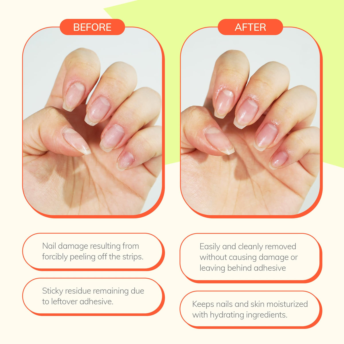 heyhae product in use on nail edge demonstrating easy, gentle lift