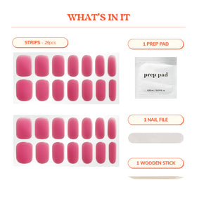 heyhae kit contents laid out including strips prep pad file and stick