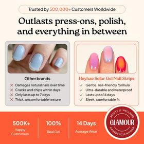 heyhae applied on nails lifestyle shot showing salon-quality look