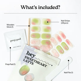 heyhae prep pad nail file and wooden stick pictured for clean application and shaping
