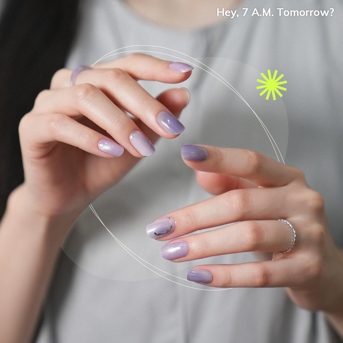 heyhae nails on different fingers for size comparison, ensures correct fit benefit