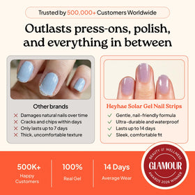 heyhae assorted strip sizes laid out to show fit options for nails