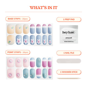 heyhae hand applying strip demonstrating easy no-lamp application benefit
