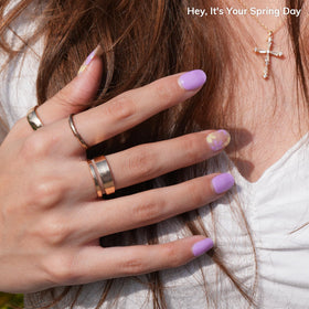 heyhae close-up of purple ombré floral strip texture showing salon-grade finish