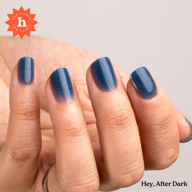 heyhae close-up of jelly navy strip texture highlighting glossy finish and smooth feel