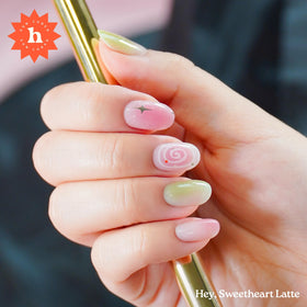 heyhae full set applied on nails showcasing salon-quality glossy gel finish