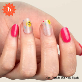 heyhae gel strips applied on hand for a polished quick manicure