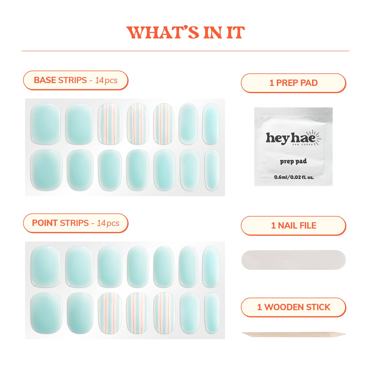 heyhae strips laid out 28 count showing variety of sizes for perfect fit