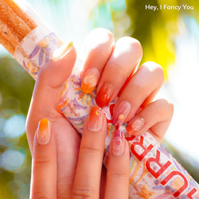 heyhae applied strips on nails curing in sunlight for quick natural cure