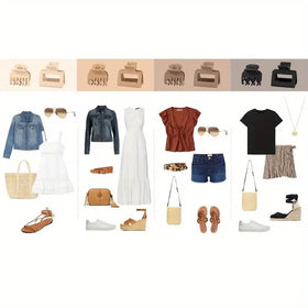 HFLYJPYW lifestyle flatlay with clips paired to neutral outfit