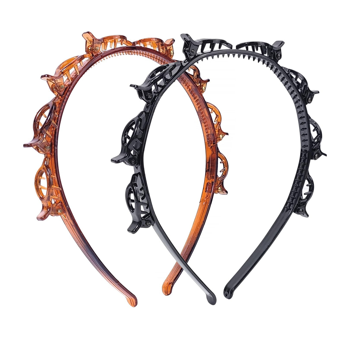 HFZRZFH front view of two headbands in black and brown showing color pair benefits