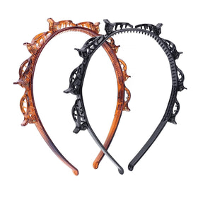 HFZRZFH front view of two headbands in black and brown showing color pair benefits
