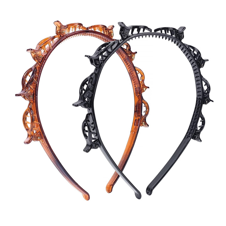 HFZRZFH front view of two headbands in black and brown showing color pair benefits