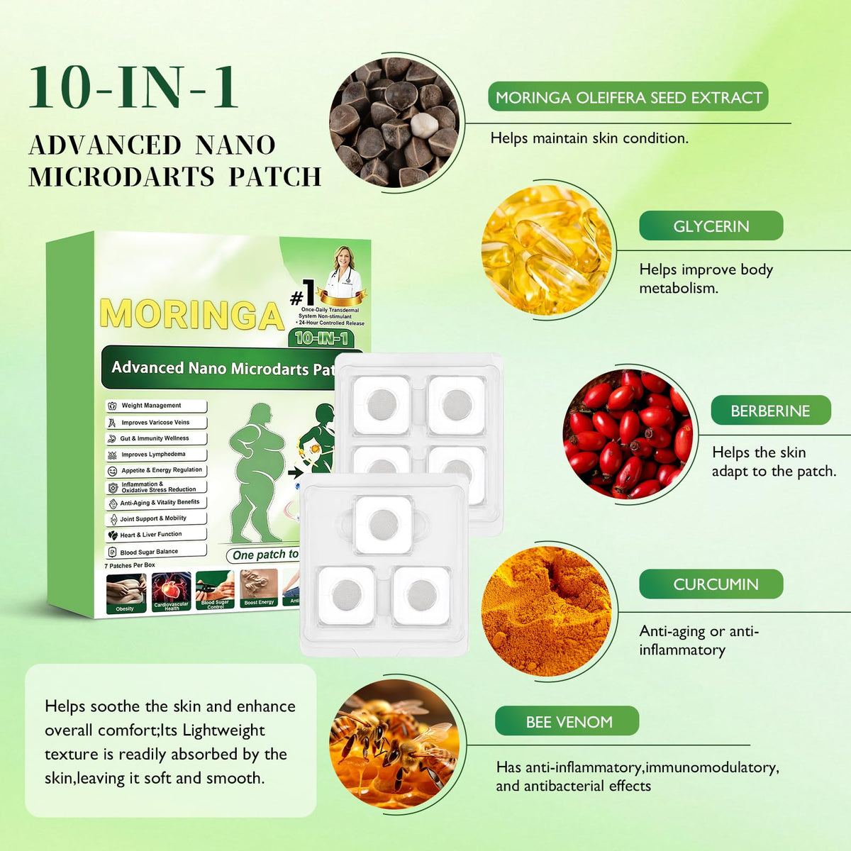Hgkvnul single moringa patch close-up highlighting thin invisible feel