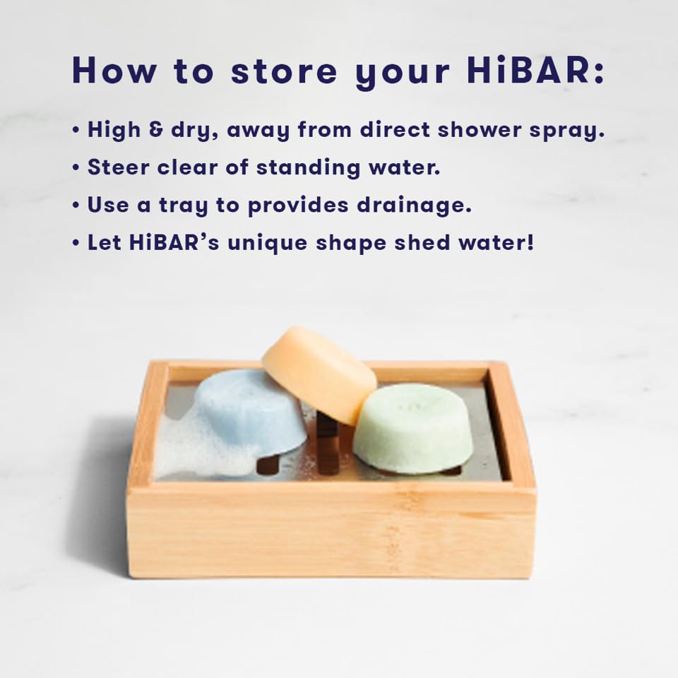 HiBAR close-up of shampoo bar texture highlighting creamy lather and ingredient clarity benefit.