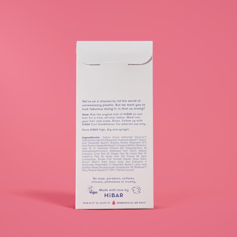 HIBAR bar on bathroom shelf evoking sustainable curl care routine