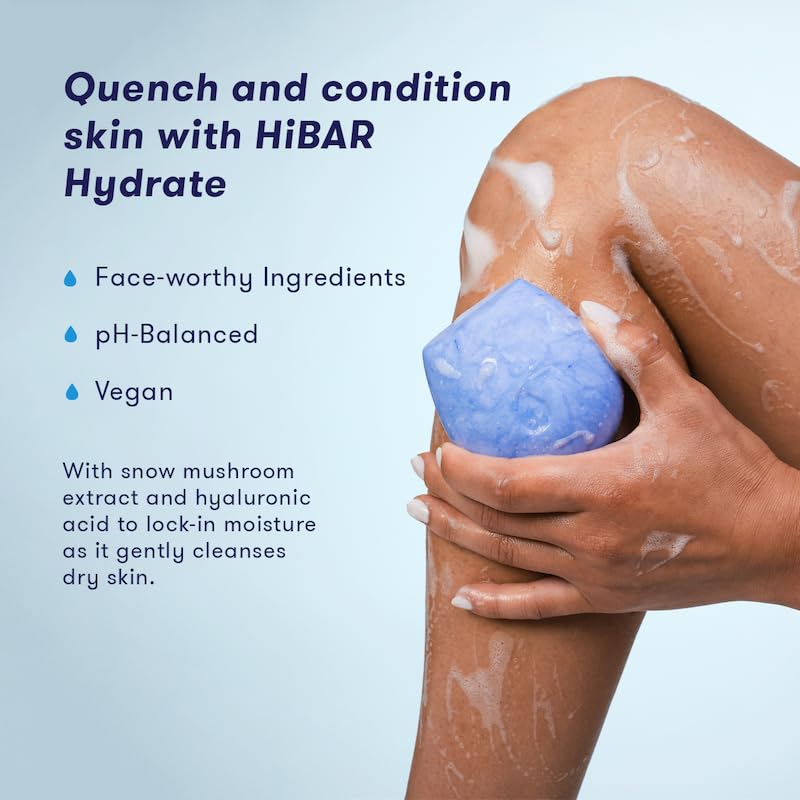 HIBAR Hydrate close-up of bar texture highlighting snow mushroom and hyaluronic hydration