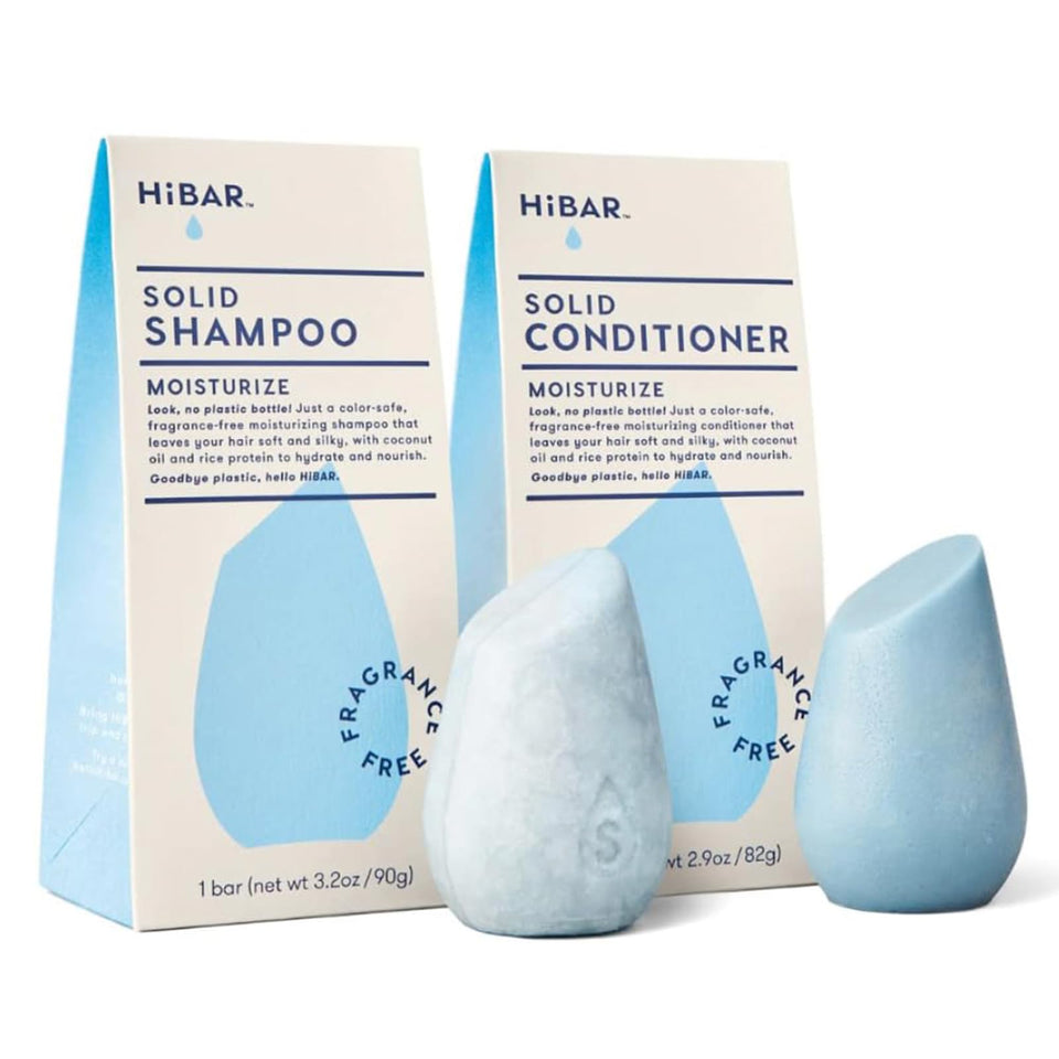 HiBAR front packaging showing fragrance-free set and eco benefits