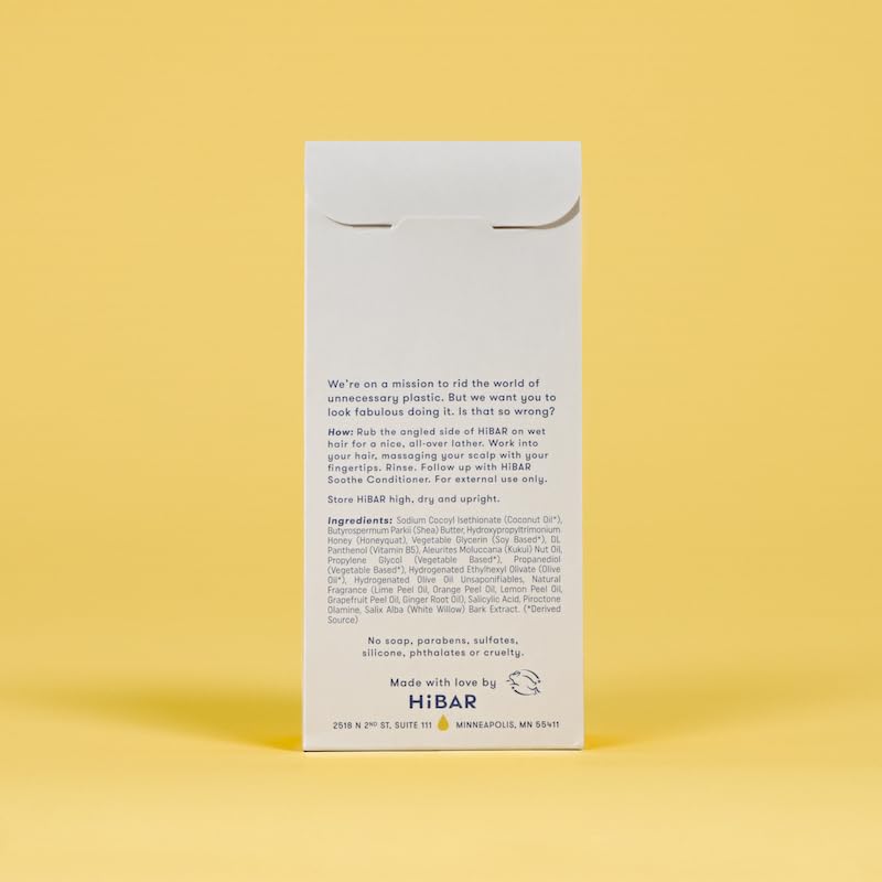 HIBAR shampoo bar on bathroom shelf in lifestyle setting promoting sustainable care