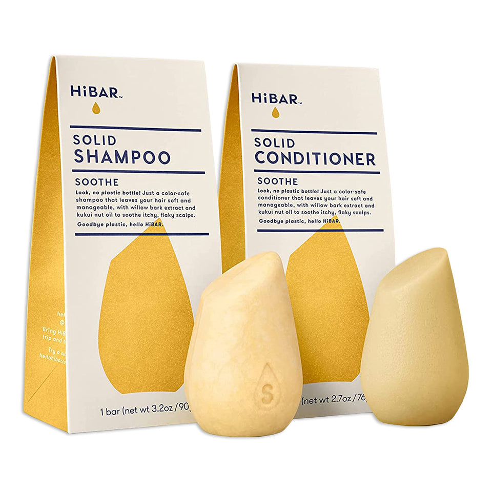 HIBAR front packaging showing soothe set and plastic-free benefit