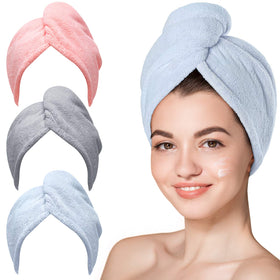 Hicober front view of three-color towel pack showing convenience and quick drying