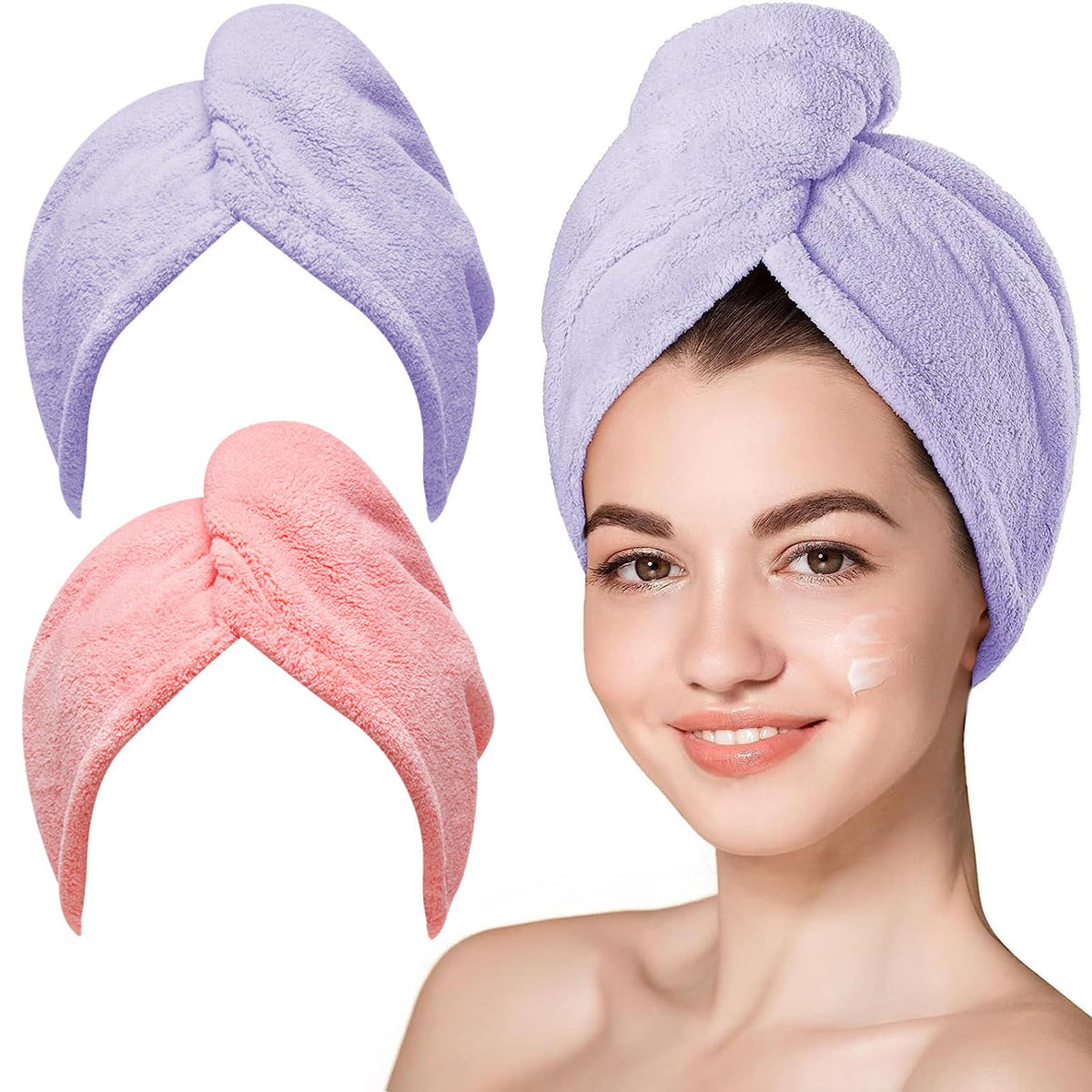 Hicober front view of purple and pink towel pack showing colors and compactness