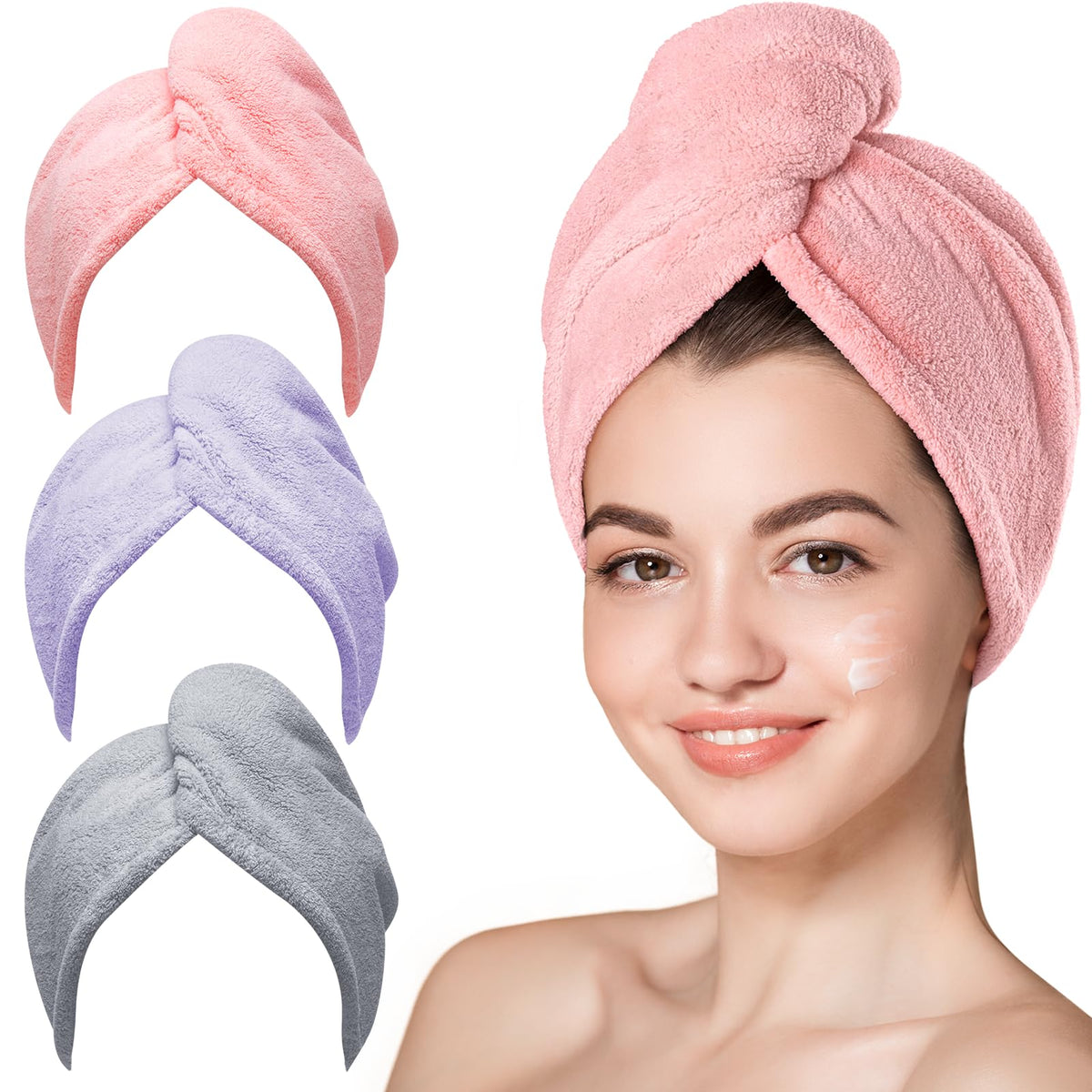 Hicober three-turban pack front view showing colors and convenience