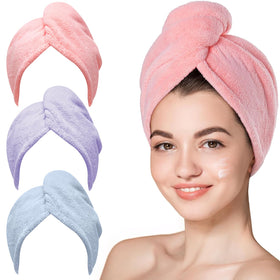 Hicober front view of three-pack turbans showing colors and compact packaging benefit