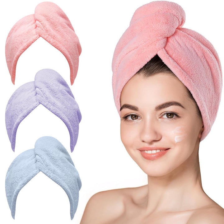 Hicober front view of three-pack turbans showing colors and compact packaging benefit
