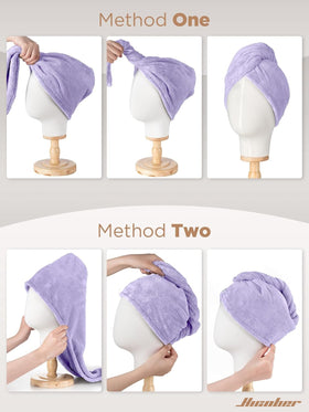 Hicober turban worn in bathroom setting illustrating everyday routine ease benefit