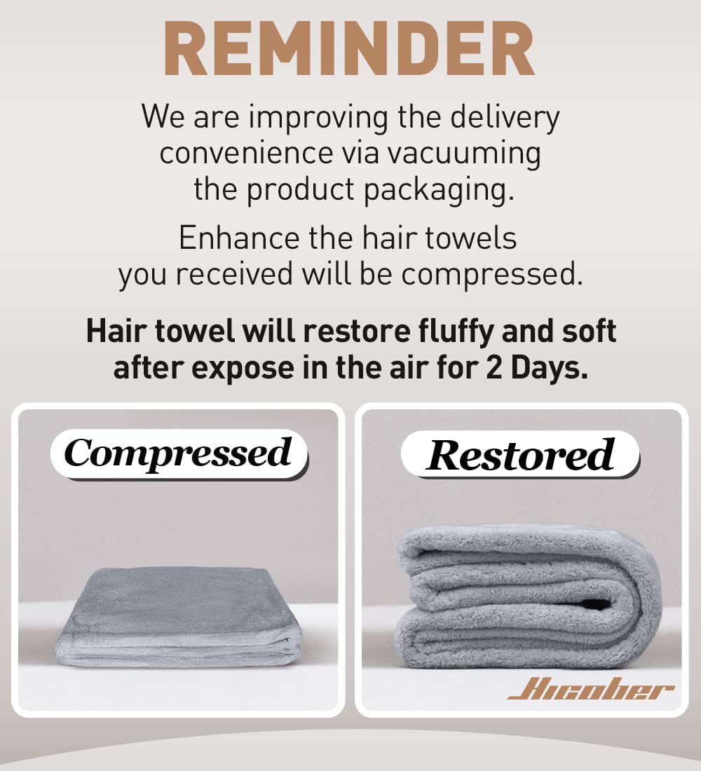 Hicober care label inside towel showing machine-washable durability benefit