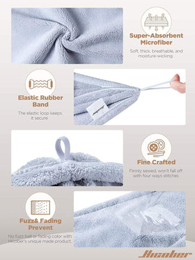 Hicober model wearing turban after shower illustrating hands-free drying benefit