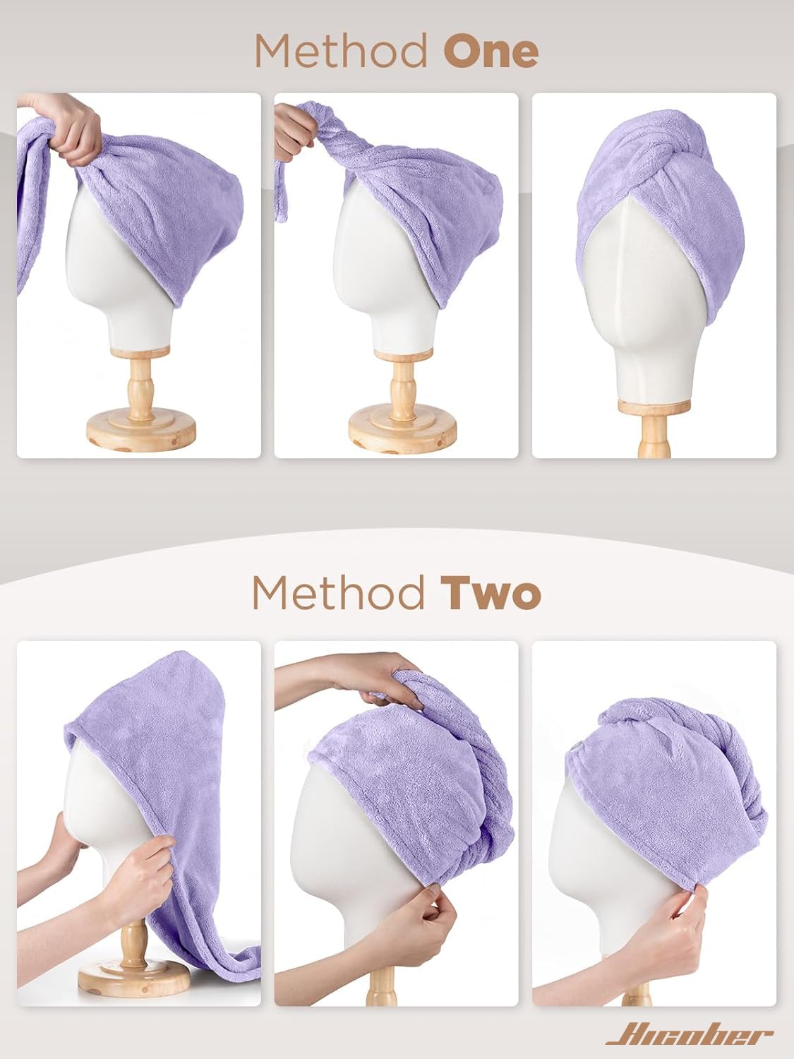 Hicober towel next to hand showing scale and lightweight handling benefit