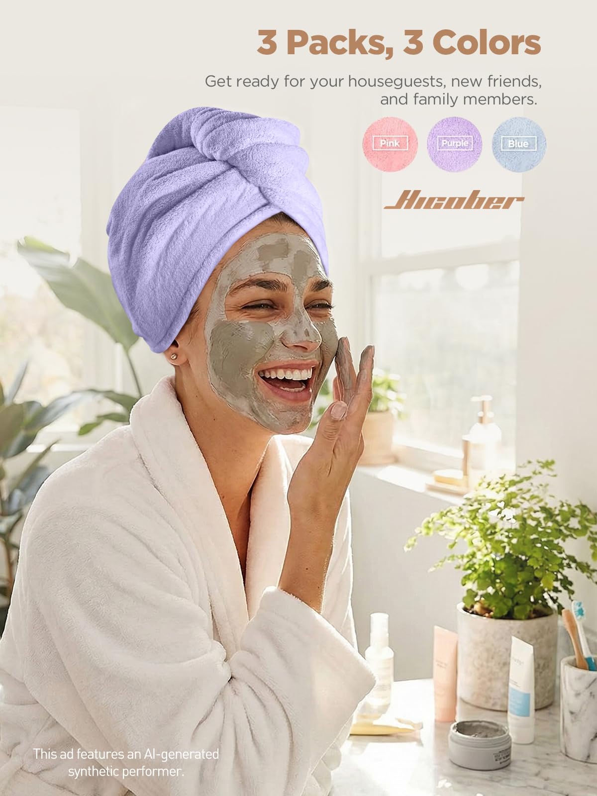 Hicober turban next to ruler showing size and scale for styling convenience benefit