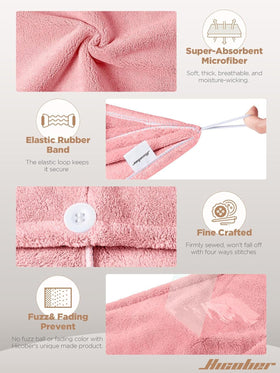 Hicober turban wrapped on wet hair in bathroom demonstrating easy use