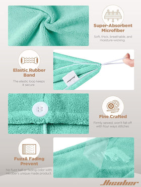 Hicober hair turban worn to secure wet hair and reduce drying time benefit