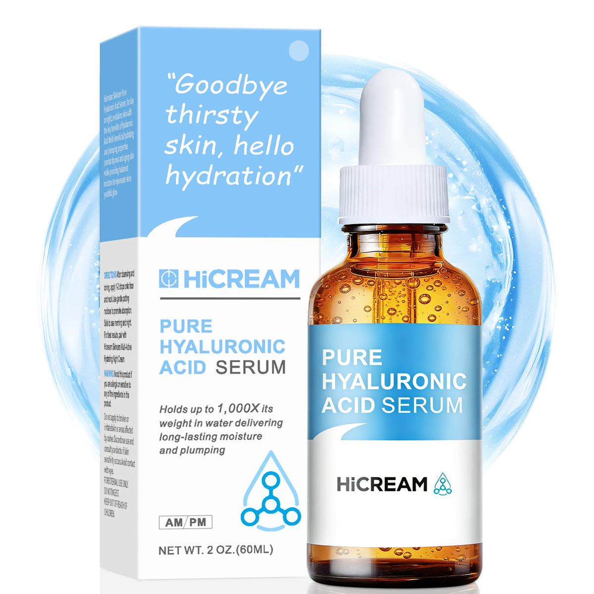 Hicream front bottle shot showing clean packaging and hydrating benefits