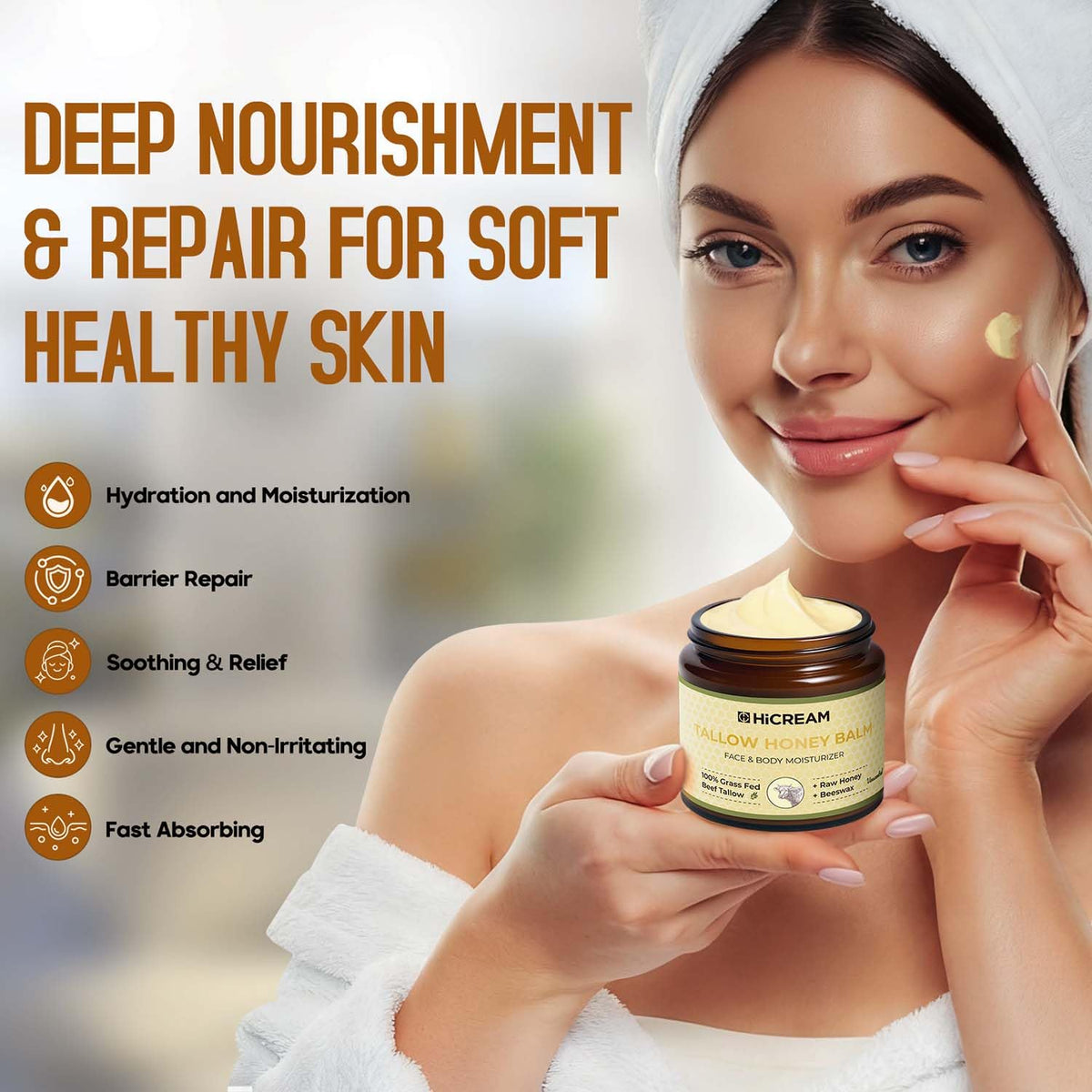 Hicream open jar revealing solid balm consistency for concentrated moisture