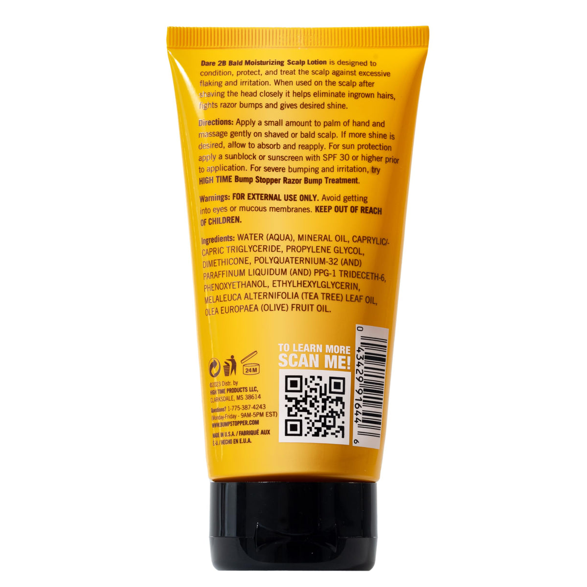 high time back label close-up with ingredient panel and usage benefit