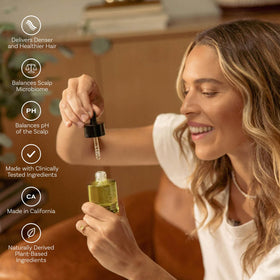 Highbrow Hippie serum being applied to scalp demonstrating targeted delivery and root nourishment