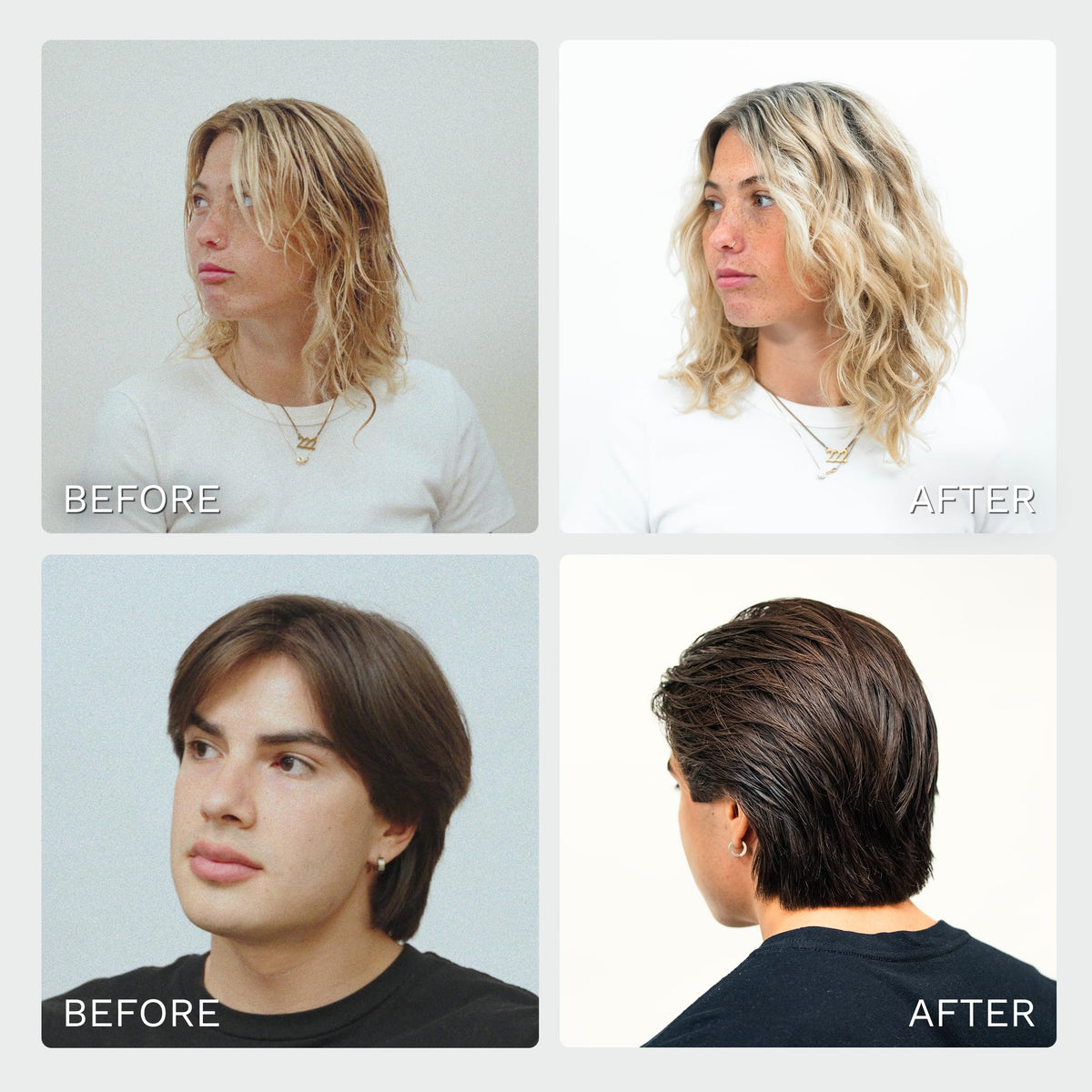 Highland Glacial Cream being applied to damp hair, Highland smoothing frizz and defining waves