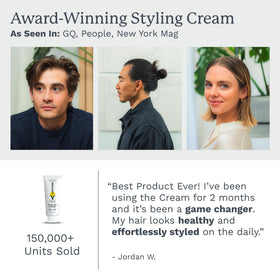 Highland Glacial Cream side-by-side before and after, Highland reducing frizz and improving texture