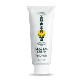 Highland Glacial Cream front jar view showing clean packaging and matte finish benefit