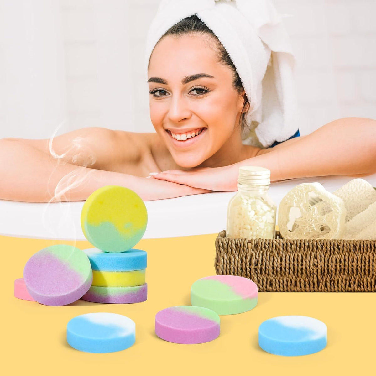 HiHas steamer active in shower producing visible steam and calming benefit