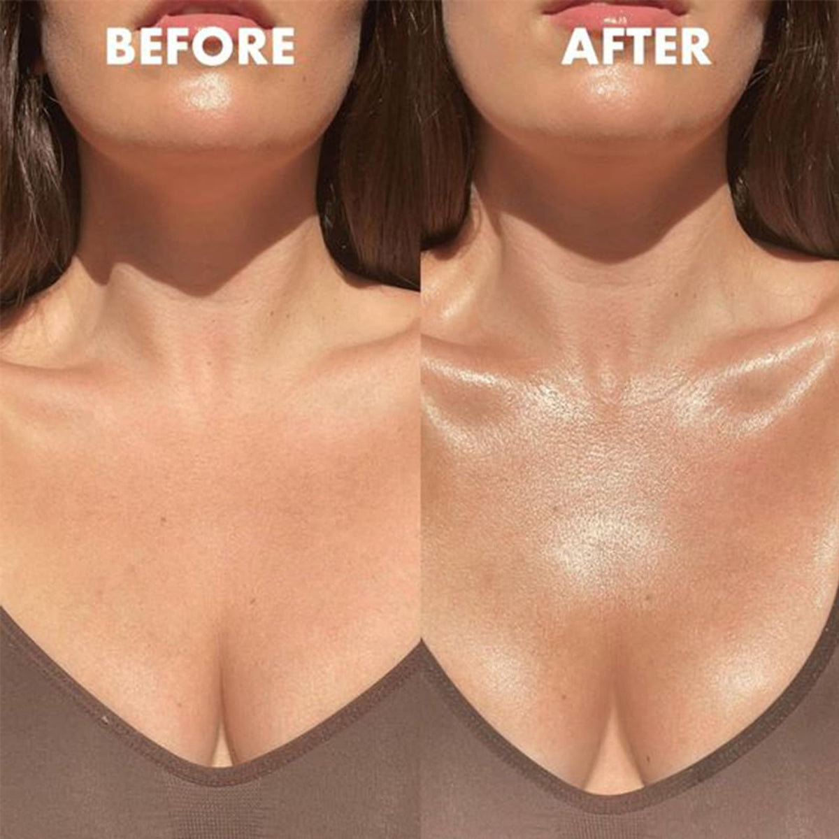 Hilareco PHOERA applied on forearm to show buildable bronze and dewy skin result