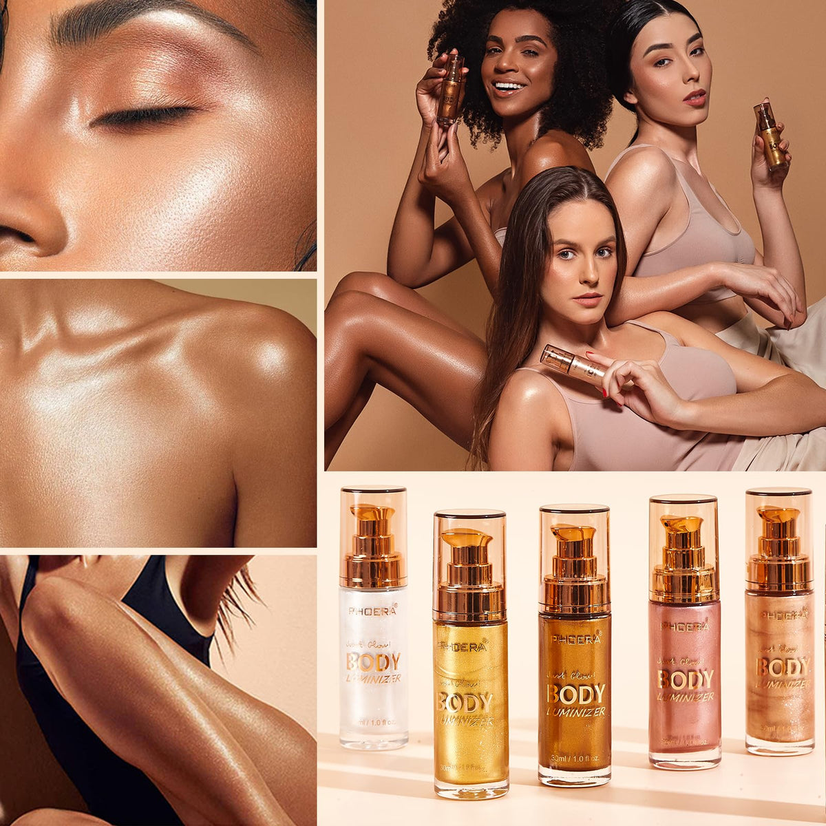 Hilareco PHOERA gel texture close-up revealing pearlescent shimmer for radiant finish